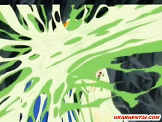 Двух милых хентай девочек трахает компания похотливых монстров