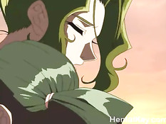 Возбуждённые хентай девки занимаются групповым сексом с парнем