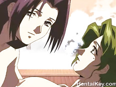 Возбуждённые хентай девки занимаются групповым сексом с парнем