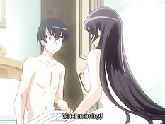 Сисястая хентай девка накинулась на возбуждённый хуй и отсосала