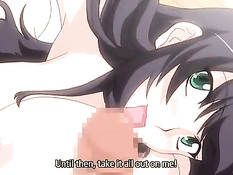 Сисястая хентай девка накинулась на возбуждённый хуй и отсосала