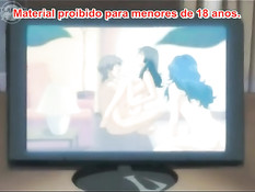 Четыре хентай девушки устроили групповую секс оргию со страпоном