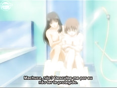 Четыре хентай девушки устроили групповую секс оргию со страпоном