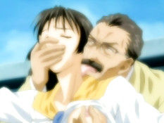 Девка с голубыми волосами занимается сексом с мужчиной и парнем