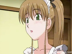 Молодой человек в ванной оттрахал хентай горничную вибратором