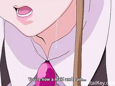 Молодой человек в ванной оттрахал хентай горничную вибратором