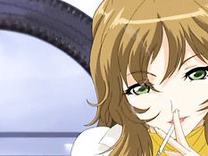 Парень занимается любовью с грудастой хентай девушкой в позе 69