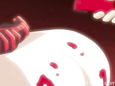 Связанной хентай девке всунули в анус фаллос и закапали воском