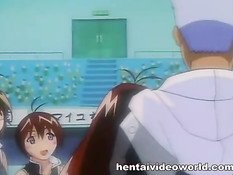 Возбуждённые аниме девки занимаются групповым сексом с парнем