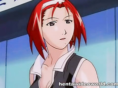 Возбуждённые аниме девки занимаются групповым сексом с парнем