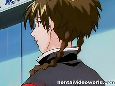 Возбуждённые аниме девки занимаются групповым сексом с парнем