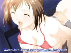 Горячие аниме девчонки трутся сиськами об член молодого человека