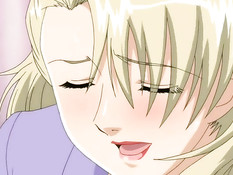 Аниме блондинка мастурбирует клитор и сжимает грудь в библиотеке