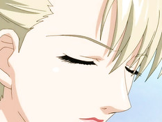 Аниме блондинка мастурбирует клитор и сжимает грудь в библиотеке