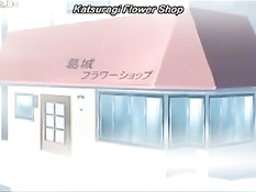 Хентай девка с голубыми волосами набросилась на парня и отсосала