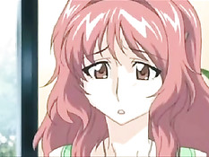 Хентай девка с голубыми волосами набросилась на парня и отсосала