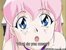 Малышка хентай с розовыми волосами отсосала и залезла на парня