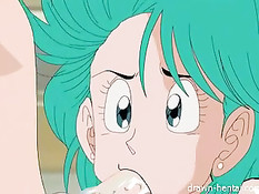 Девка с зелёными волосами сделала Наруто минет и подрочила член