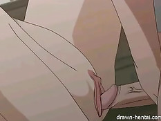 Парень оттрахал в рот и киску хентай малышку с большими сиськами