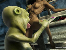 Инопланетянин в 3D клипе занимается сексом с девкой другой расы