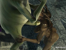 Инопланетянин в 3D клипе занимается сексом с девкой другой расы