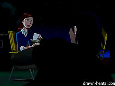 Хентай девчонка ночью делает минет и дрочит член большой грудью