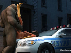 Здоровый тролль оттрахал на полицейской машине грудастую девку