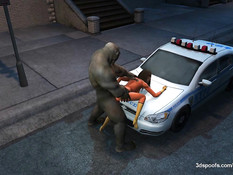 Здоровый тролль оттрахал на полицейской машине грудастую девку