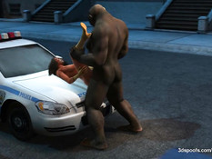 Здоровый тролль оттрахал на полицейской машине грудастую девку