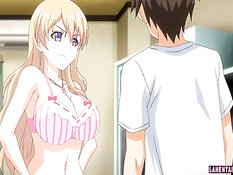 Подрочил большими сиськами аниме блондинки и насадил её на член