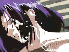 Парень оттрахал связанную хентай девку морковью и дал отсосать