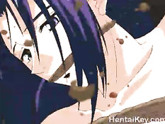 Парень оттрахал связанную хентай девку морковью и дал отсосать