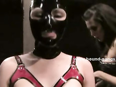 Интимные части тела связанных секс рабынь используют для секса