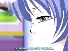 Две хентай девчонки делают минет и трахаются с парнем на кровати