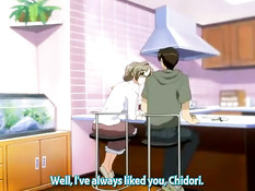 Две хентай девчонки делают минет и трахаются с парнем на кровати