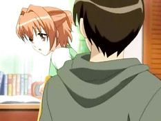 Две хентай девчонки делают минет и трахаются с парнем на кровати