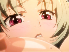 Грудастая хентай девка на кровати дрочила пареньку большой член