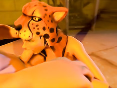 Грудастая аниме девчонка в маске леопарда сделала парню минет