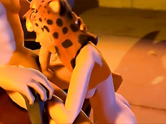 Грудастая аниме девчонка в маске леопарда сделала парню минет