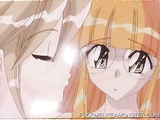 Возбуждённая аниме чертовка ложится на пол и мастурбирует клитор