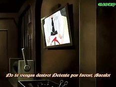 Аниме блондинка с огромными сиськами трахается с двумя мужиками