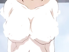 Хентай девочка в ванной подрочила парню член большими сиськами