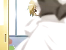 Хентай девочка в ванной подрочила парню член большими сиськами