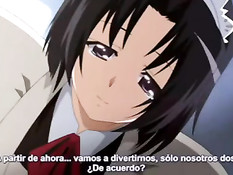 Хентай девочка в ванной подрочила парню член большими сиськами