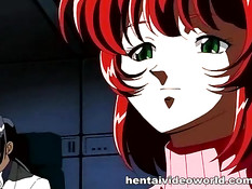 Мужчина оттрахал и залил спермой грудастую хентай девку в очках