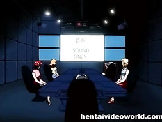 Мужчина оттрахал и залил спермой грудастую хентай девку в очках