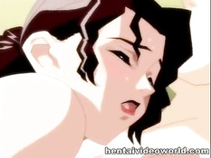 Грудастая хентай жена волосатой пиздой насаживается на хуй парня