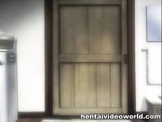 Грудастая хентай жена волосатой пиздой насаживается на хуй парня