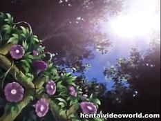 Грудастая хентай жена волосатой пиздой насаживается на хуй парня