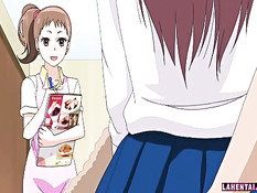 Рыжая хентай девочка в разных местах занимается сексом с парнем